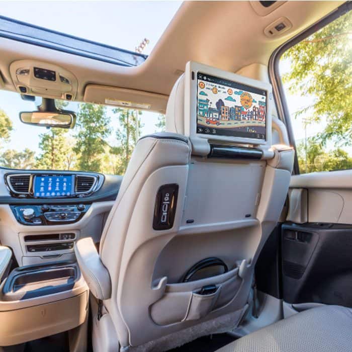 2019 Chrysler Pacifica Hybrid Fuel Efficient Minivan Interior View Of Chrysler Pacifica Hybrid Focusing On Uconnect Theater Features