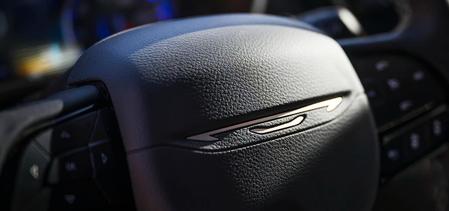 The steering wheel in the 2027 Chrysler Pacifica.